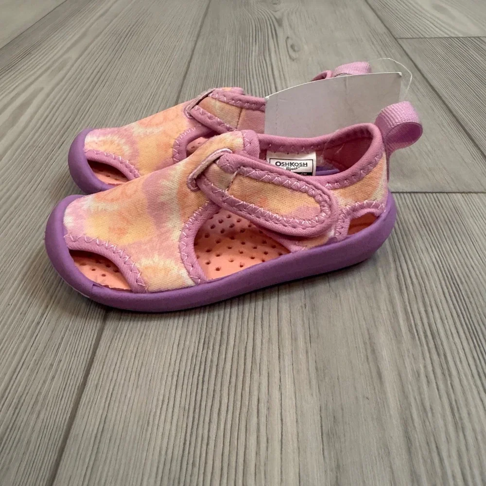 NWT OshKosh Bgosh Toddler 5 Aquatic Water Shoes Pastel Tie Dye Pink Purple